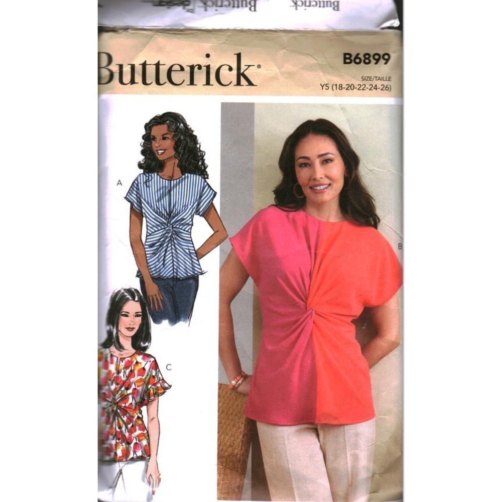 Butterick B6899 Misses Twist Front Top Sewing Pattern Size 18-20 Y5 Easy cut
